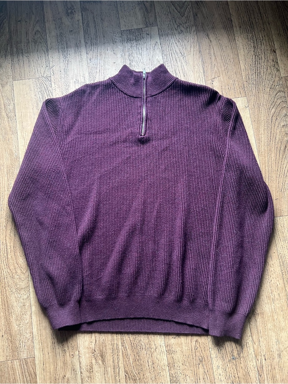 Collars and Co Textured Ribbed Quarter Zip 1/4 Pullover Mens Size XL Red Cotton